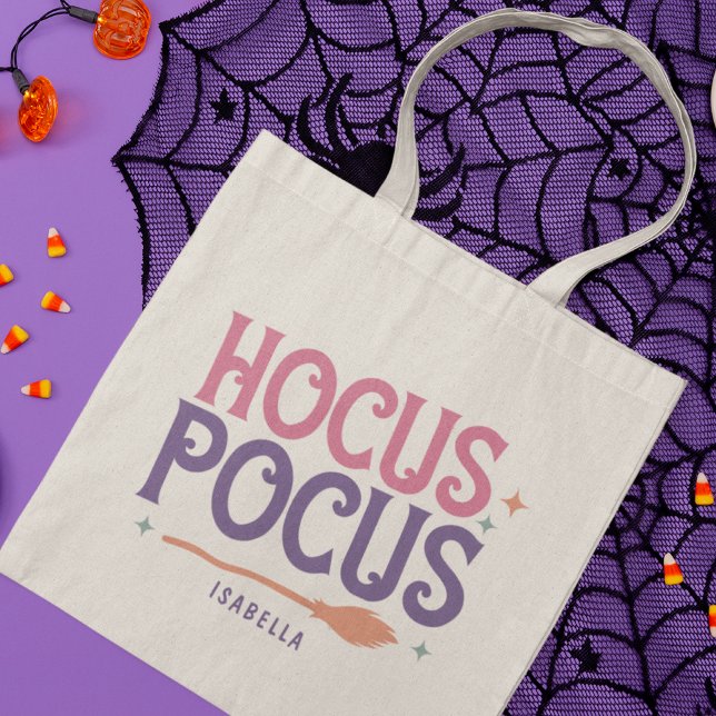 Hocus Pocus Pink Purple Halloween Personalized Tote Bag (Creator Uploaded)