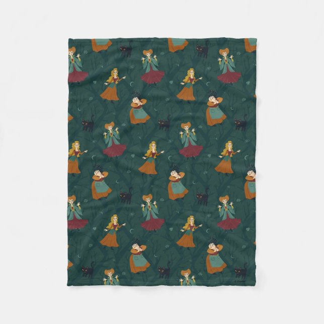 Hocus Pocus Sanderson Sisters Forest Pattern Fleece Blanket (Front)