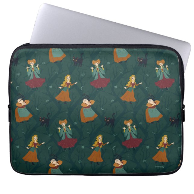 Hocus Pocus Sanderson Sisters Forest Pattern Laptop Sleeve (Front)