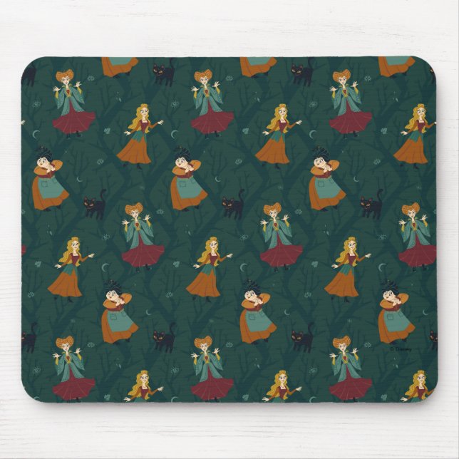 Hocus Pocus Sanderson Sisters Forest Pattern Mouse Pad (Front)