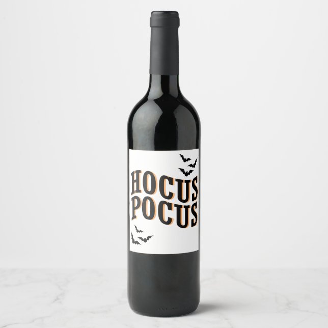 Hocus Pocus Spooky Cute Witches Halloween Wine Label (Front)