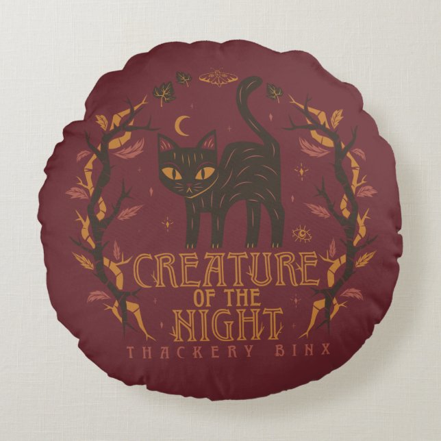 Hocus Pocus Thackery Binx Night Magic Round Pillow (Front)