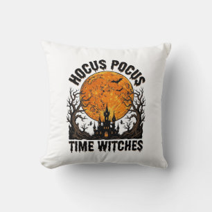 Hocus Pocus Time Witches Vintage Halloween Shirt D Throw Pillow