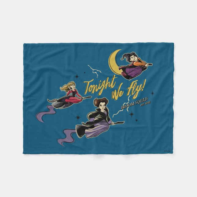 Hocus Pocus Tonight We Fly Broom Squad Fleece Blanket (Front (Horizontal))