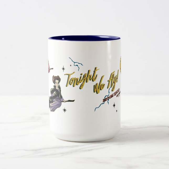 Hocus Pocus Tonight We Fly Broom Squad Two-Tone Coffee Mug (Center)