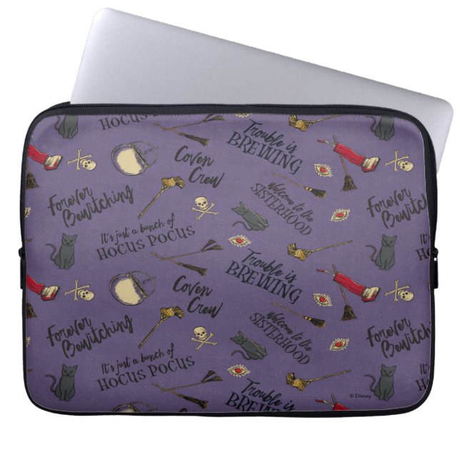 Hocus Pocus Trouble is Brewing Pattern Laptop Sleeve (Front)