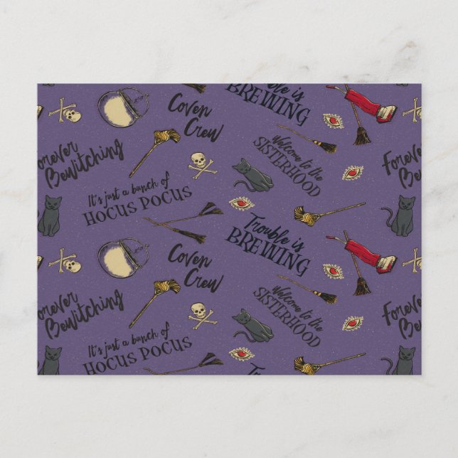Hocus Pocus Trouble is Brewing Pattern Postcard (Front)