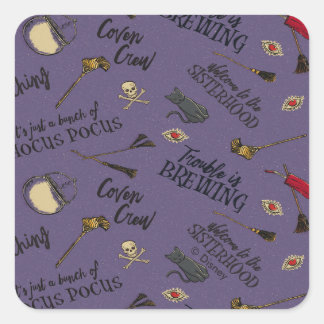 Hocus Pocus Trouble is Brewing Pattern Square Sticker