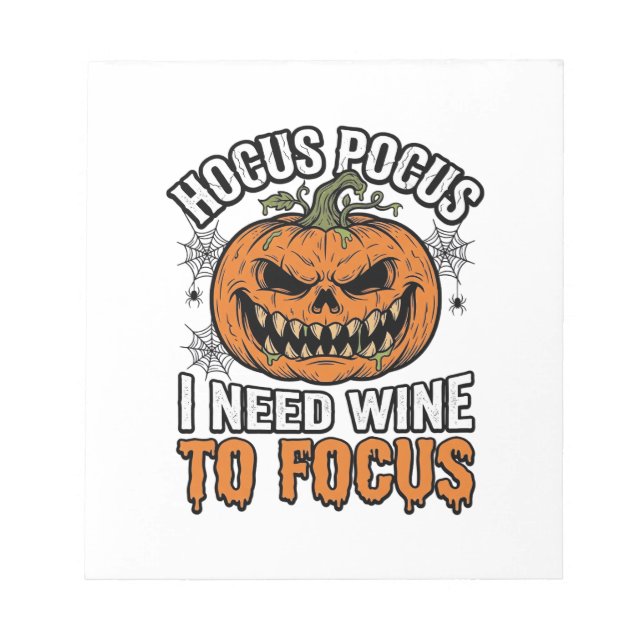 Hocus Pocus Wine Pumpkin Halloween Shirt Design_1 Notepad (Front)
