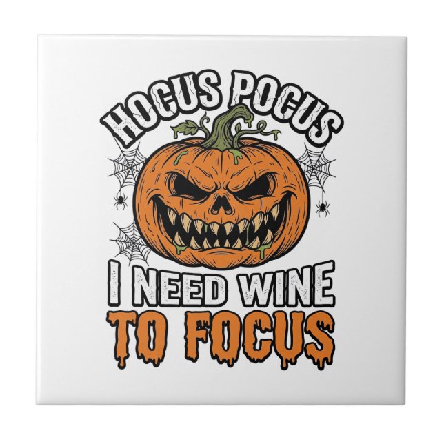 Hocus Pocus Wine Pumpkin Halloween Shirt Design_1 Tile (Front)