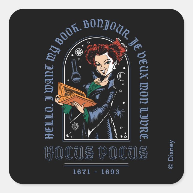 Hocus Pocus Winifred’s Book of Spells Square Sticker (Front)