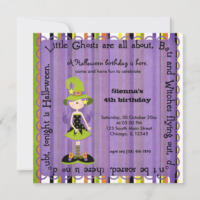 Hocus Pocus Witch Birthday Invitation (Front)