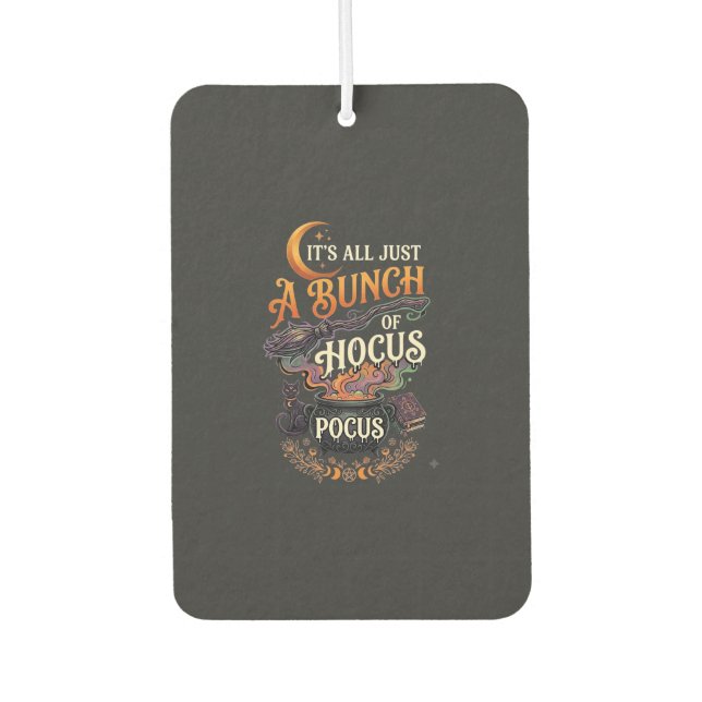Hocus Pocus Witch Broom Black Cat Magic Cauldron H Air Freshener (Front)