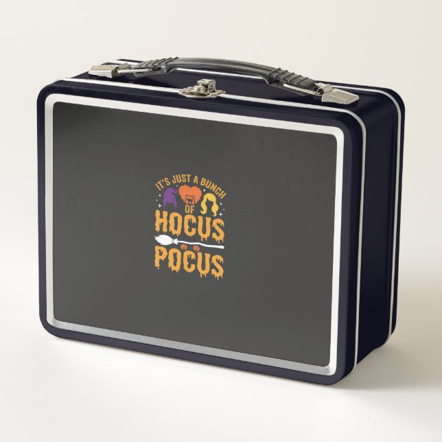 Hocus Pocus Witch Halloween Vector Design Metal Lunch Box (Front)