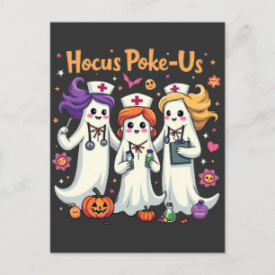Hocus-Poke Us Nursing Spooky Halloween Ghost Announcement Postcard