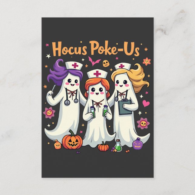 Hocus-Poke Us Nursing Spooky Halloween Ghost  Enclosure Card (Front)