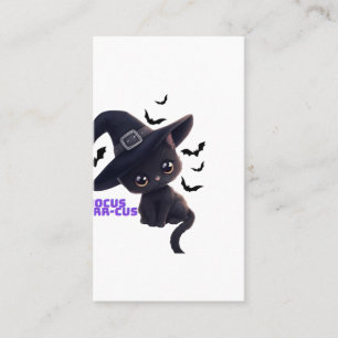Hocus Purr-cus Cute Black Cat Halloween Art Classi Business Card