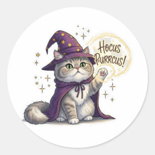 Hocus Purrcus Persian – Funny Halloween Cat Classic Round Sticker