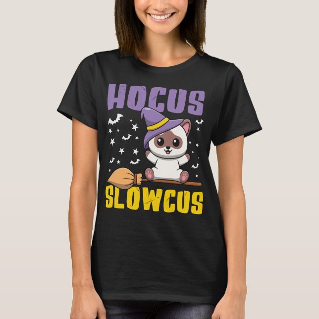 Hocus Slowcus Cute Halloween Sloth T-Shirt (Front)