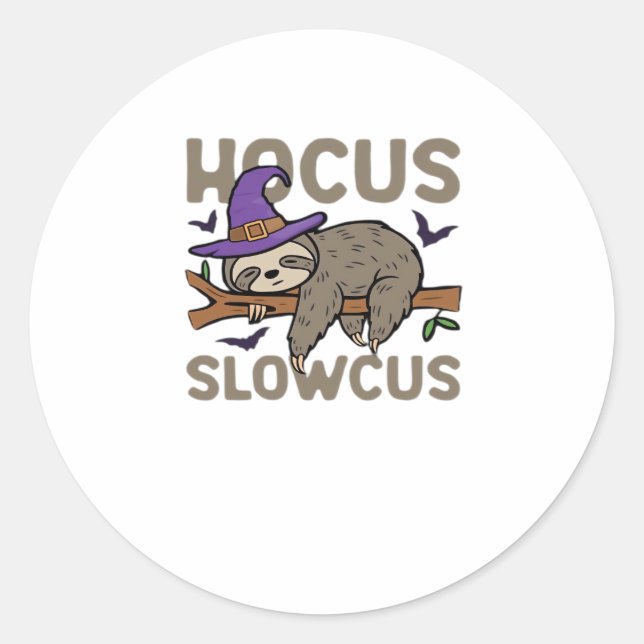 Hocus Slowcus Funny Halloween Sloth Classic T-Shir Classic Round Sticker (Front)