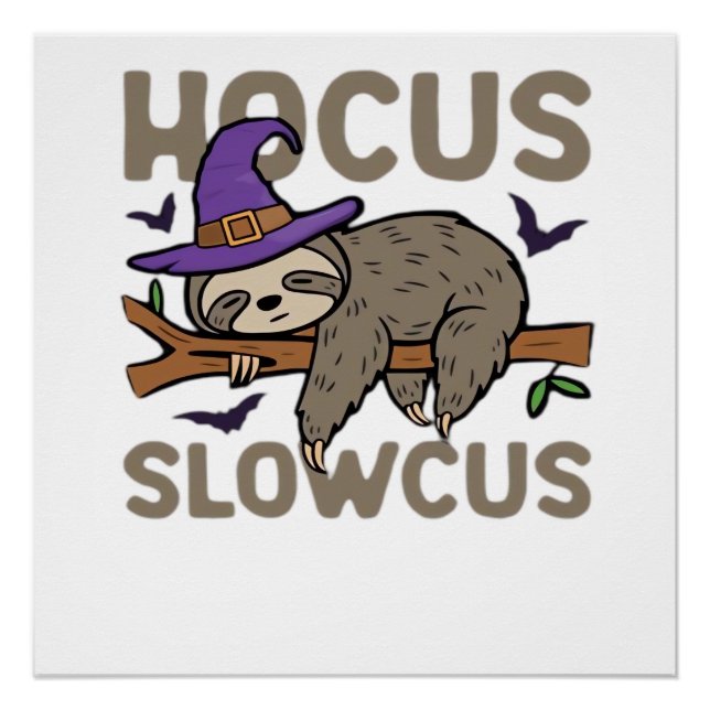 Hocus Slowcus Funny Halloween Sloth Classic T-Shir Poster (Front)