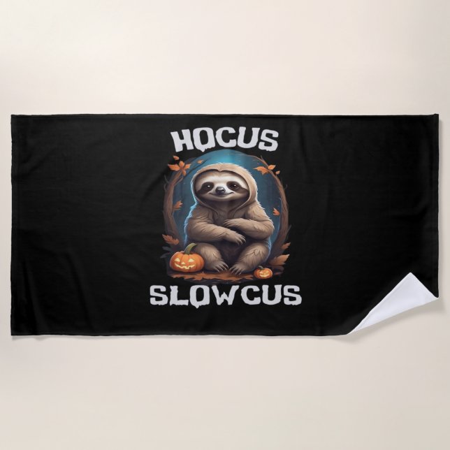 Hocus Slowcus Sloth lovers Halloween costume tee E Beach Towel (Front)