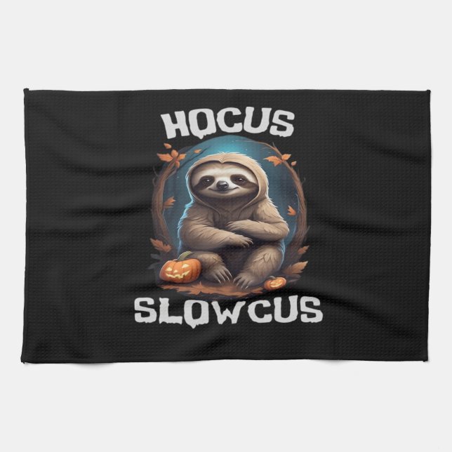 Hocus Slowcus Sloth lovers Halloween costume tee E Kitchen Towel (Horizontal)