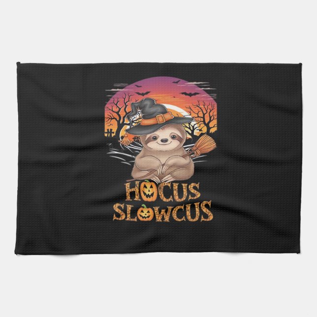 Hocus Slowcus Sloth lovers Halloween costume tee E Kitchen Towel (Horizontal)
