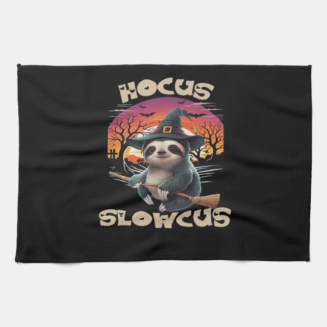 Hocus Slowcus Sloth lovers Halloween costume tee E Kitchen Towel (Horizontal)