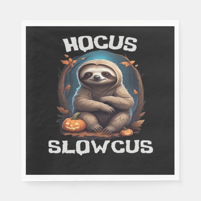 Hocus Slowcus Sloth lovers Halloween costume tee E Napkin (Front)