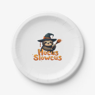 Hocus Slowcus Sloth lovers Halloween costume tee E Paper Plate