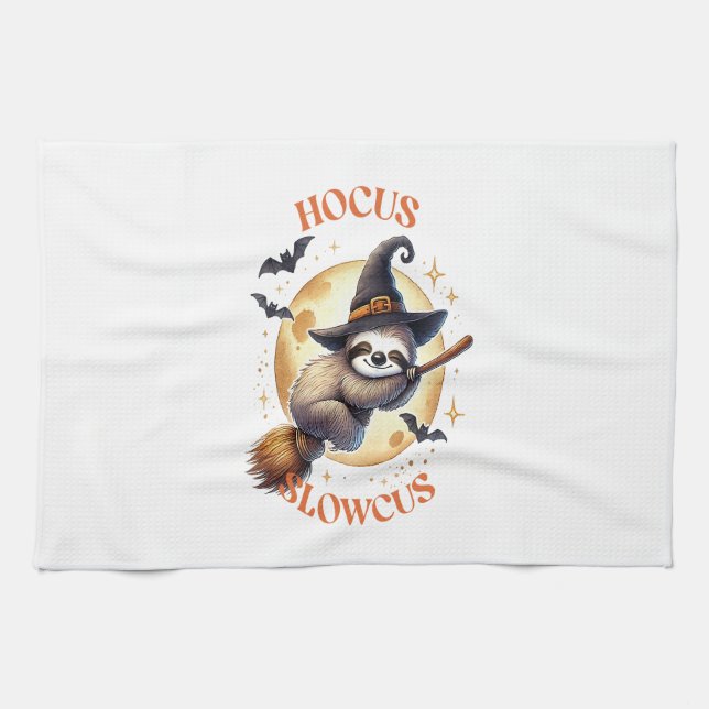 Hocus Slowcus Witch Sloth Kitchen Towel (Horizontal)