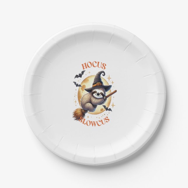 Hocus Slowcus Witch Sloth Paper Plate (Front)