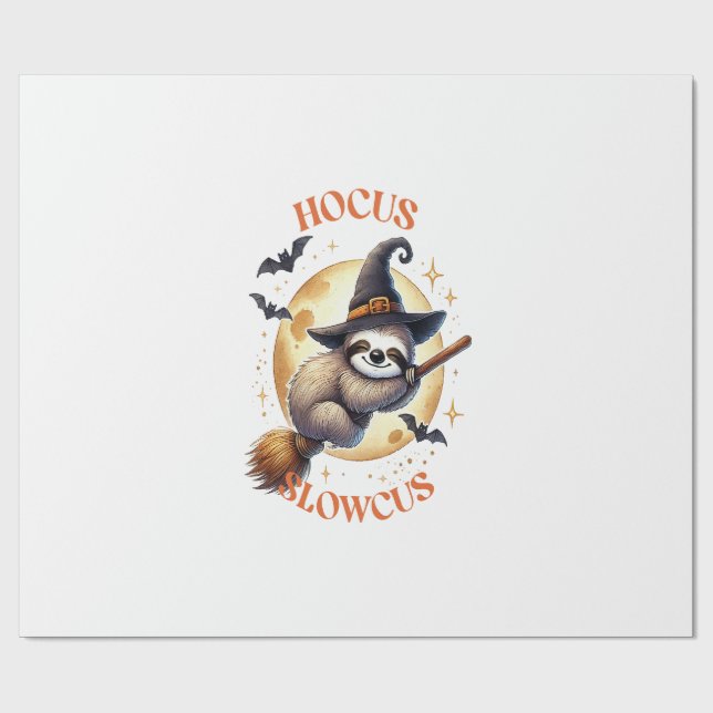 Hocus Slowcus Witch Sloth Wrapping Paper (Flat)