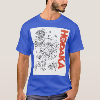 Hodaka 1970s Motorcycle Dirtbike Exploded Engine V T-Shirt