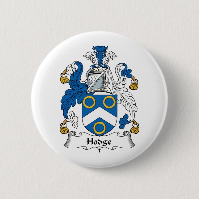 Hodge Family Crest 2 Inch Round Button (Front)