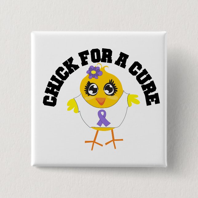 Hodgkins Disease Chick For A Cure 2 Inch Square Button (Front)
