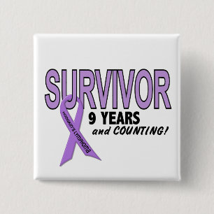 Hodgkins Lymphoma 9 Year Survivor 2 Inch Square Button