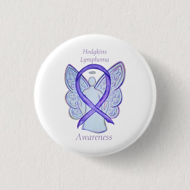 Hodgkins Lymphoma Art Angel Violet Ribbon Pins (Front)