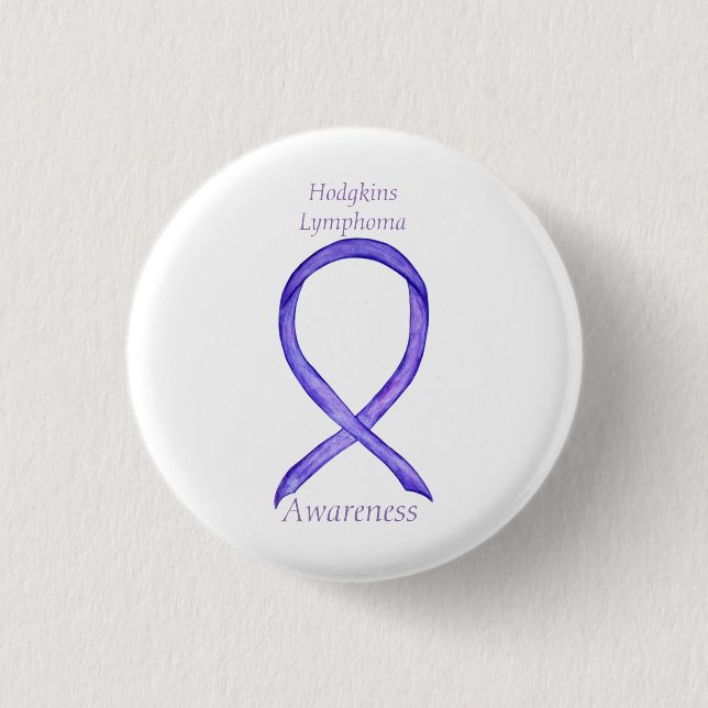 Hodgkins Lymphoma Art Violet Ribbon Custom Pins (Front)