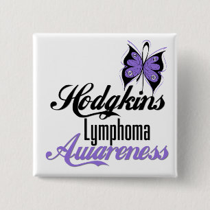 Hodgkins Lymphoma Awareness Butterfly 2 Inch Square Button