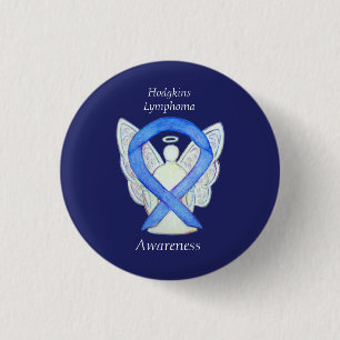 Hodgkins Lymphoma Awareness Ribbon Angel Buttons