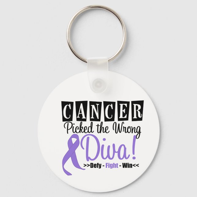 Hodgkins Lymphoma Cancer Picked The Wrong Diva v2 Keychain (Front)