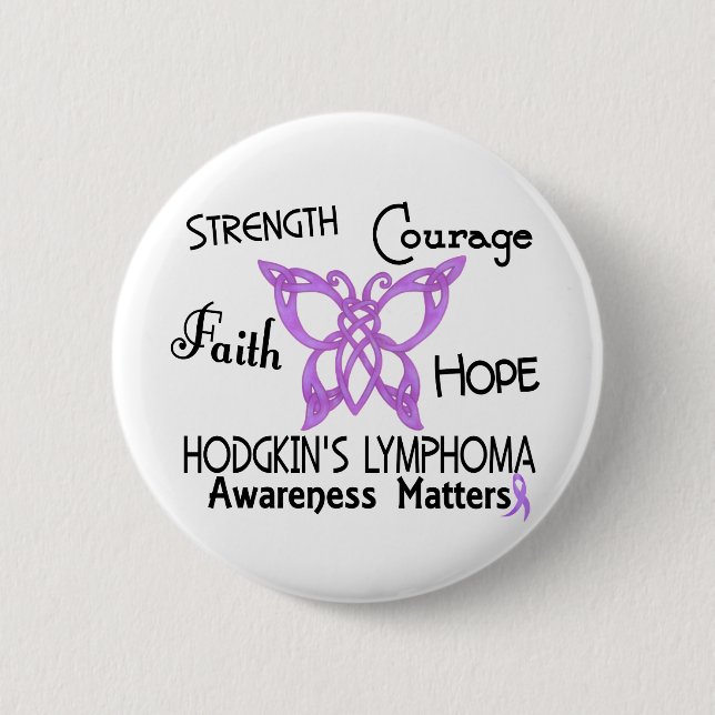 Hodgkin's Lymphoma Celtic Butterfly 3 2 Inch Round Button (Front)