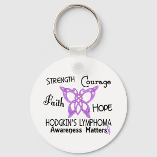 Hodgkin's Lymphoma Celtic Butterfly 3 Keychain