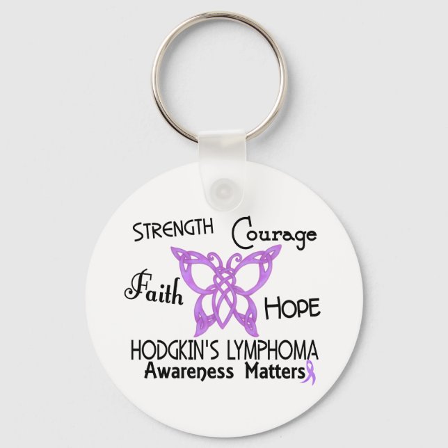 Hodgkin's Lymphoma Celtic Butterfly 3 Keychain (Front)