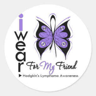 Hodgkins Lymphoma I Wear Butterfly Ribbon FRIEND Classic Round Sticker