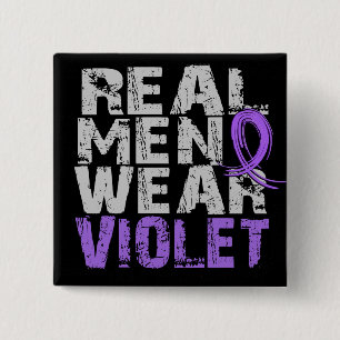 Hodgkin's Lymphoma Real Men Wear Violet 2 Inch Square Button