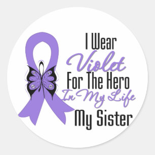 Hodgkins Lymphoma Ribbon My Hero My Sister Classic Round Sticker