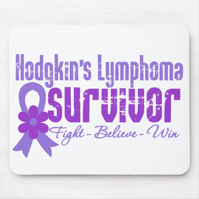 Hodgkins Lymphoma Survivor Flower Ribbon Mouse Pad (Front)